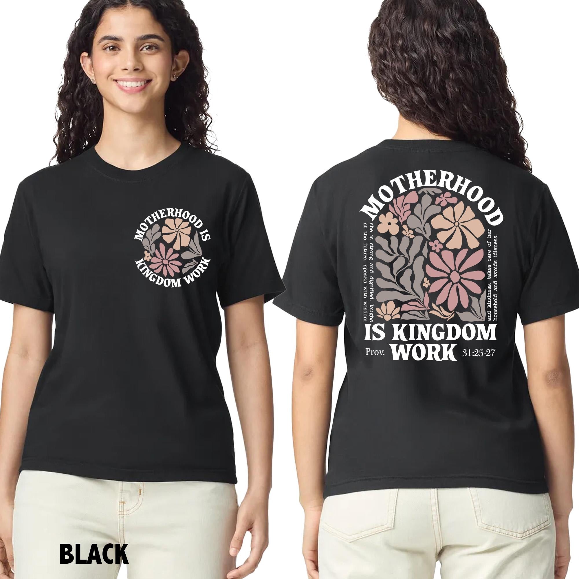Comfort Colors® Motherhood Is Kingdom Work Shirt, Mother's Day Shirt, Christian Mom Shirt, Mother Gift, Retro Christian Mom Shirt